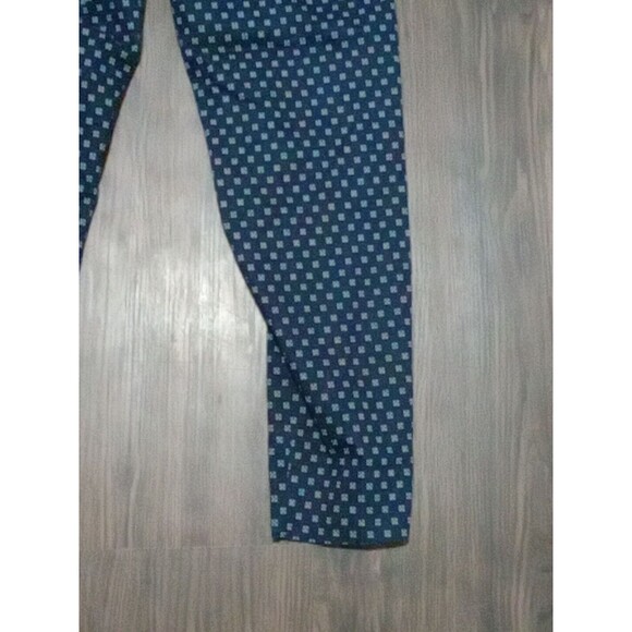 H&m Pants Womens Size 6 Navy Blue Print Stretch Cropped Side Closure - Picture 9 of 11